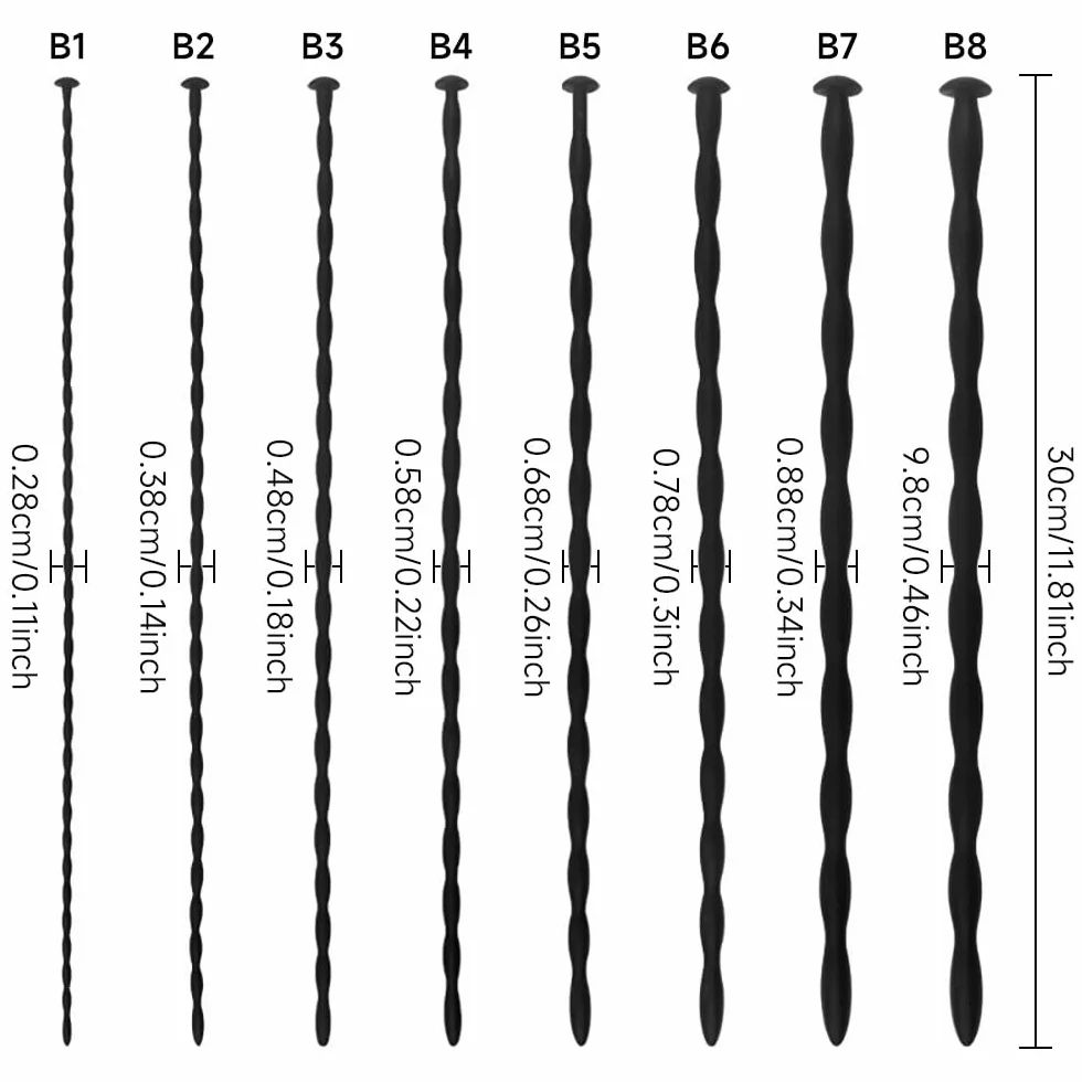 Set dilatatori penieni in silicone 8 pezzi – penis plug e sonde uretrali per uomini, stimolazione prostatica, giochi erotici maschili intensi e sounding uretrale (B)