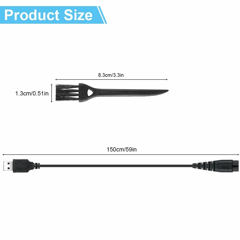 Vicloon Caricatore per Rasoio 5V USB Cavo Ricarica Sostitutivo Philips con Spazzola Pulizia