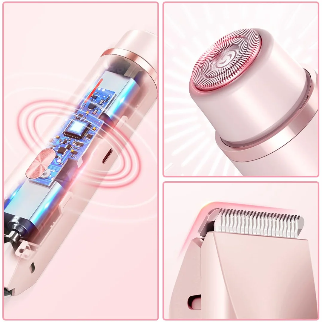 Rasoio elettrico doppio per donne, impermeabile IPX7, design multifunzionale adatto per zone intime, corpo, gambe e braccia, regalo per donne