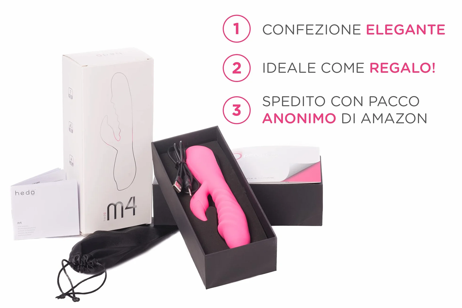 HEDO M4 | Vibratore sessuale per donna | Funzione calore | Stimolatore clitorideo e punto G | Dido vibrante | Privo di PVC e ftalati | Vibratorepunto squirt | Massaggiatore rabbit