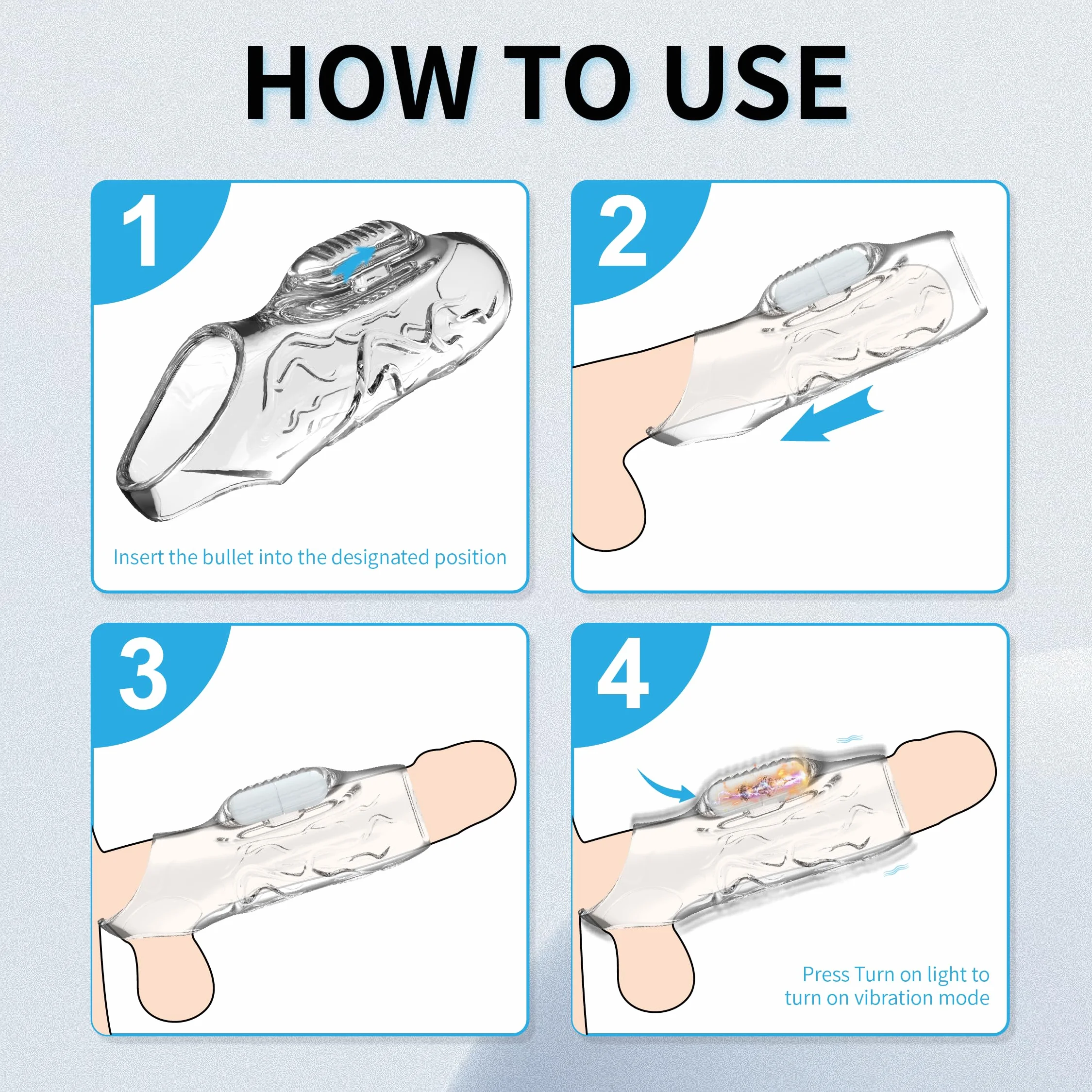 Guaina Pene con Anelli per Coppia, Vibratore Sex Toys per Stimolare il Clitoride Donna e Miglioramento Dell'erezione Uomo, Medical Silicone Pene Prolunghe, Morbido ed Elastico, Durevole (YFBA-001)