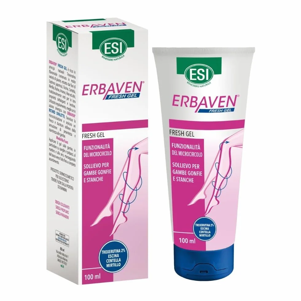 ESI Erbaven Fresh Gel Idratante Gambe Stanche Gonfie Rinfrescante Tonificante Troxerutina Escina Centella Mirtillo Aloe Microcircolo 100 ml