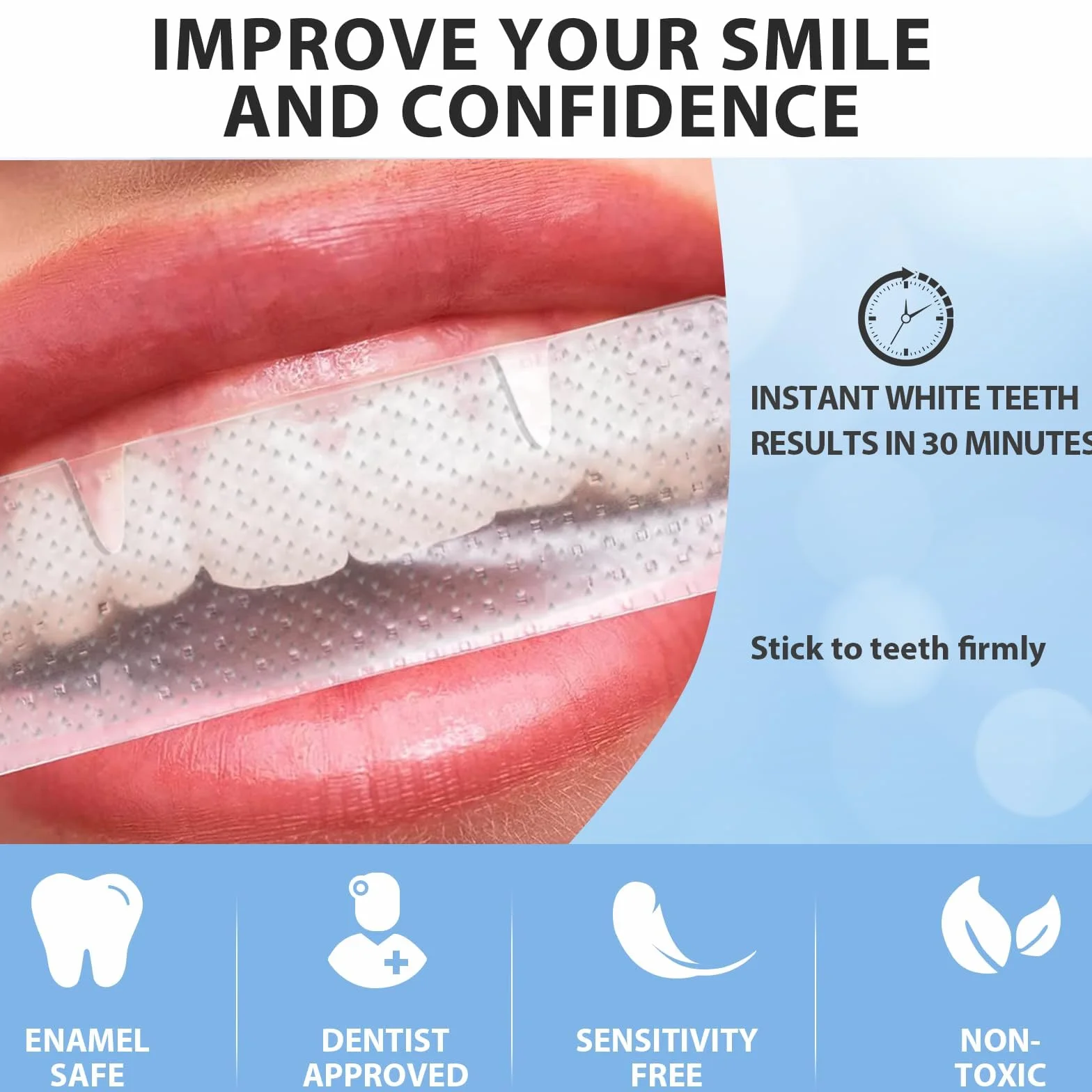 Sbiancante Denti Professionale - Strisce Sbiancanti Denti 42 Strisce, 21 Sessioni Sbiancamento Denti - Rimuove Macchie, Sicuro per Smalto