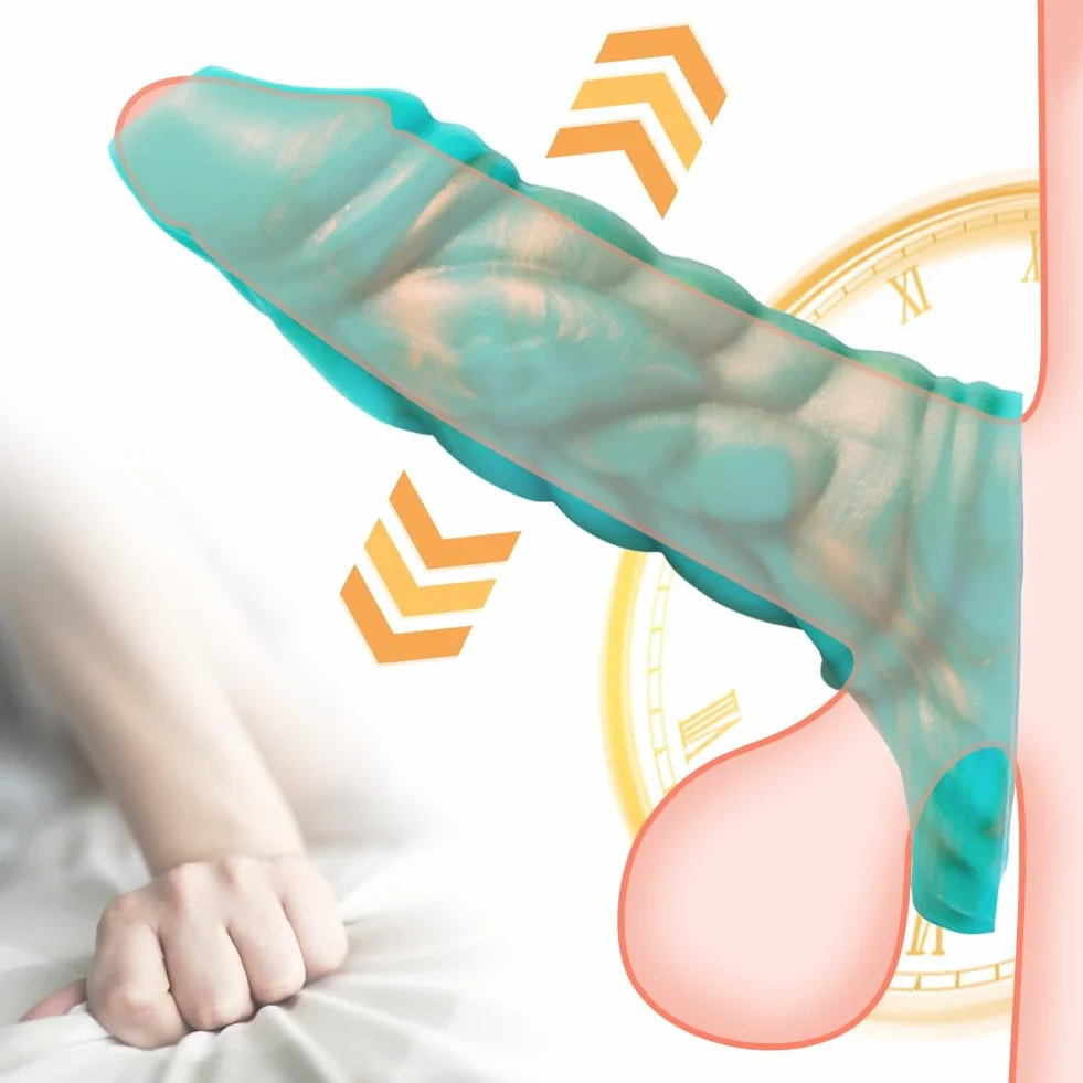 SXOVO Guaina Fallica Muscoloso, Guaina Pene Aperta con Anello Testicolare, Prolunga Pene Indossabile e Riutilizzabile, Ritardante Eiaculazione Precoce, Toys Sessuali per Uomini per Piacere Coppia (A)
