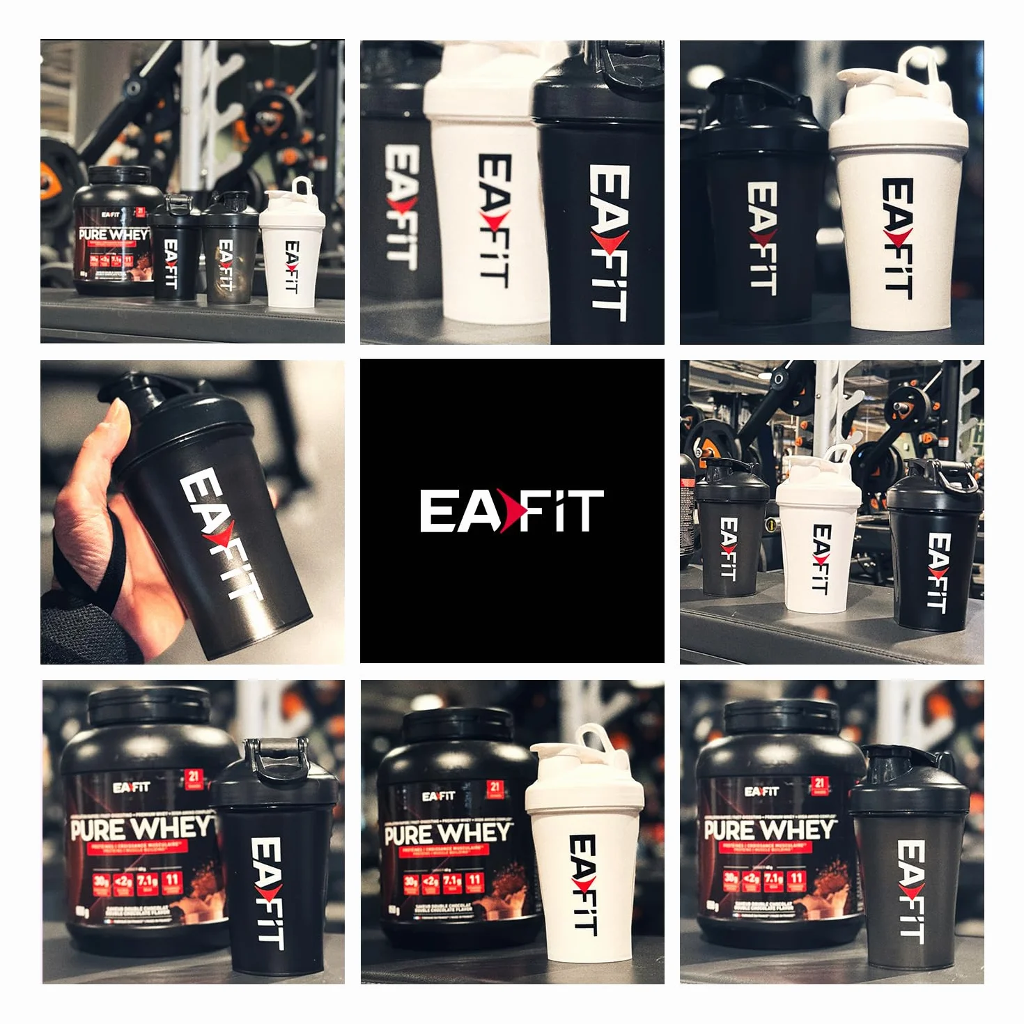 EAFIT Shaker Proteine 400 ml Nero Trasparente – Borraccia Graduata Senza BPA con Mixer in Acciaio – Per Whey Protein, Creatina, Pre Workout – Shaker Palestra Portatile Anti-Perdita per Sport e Fitness