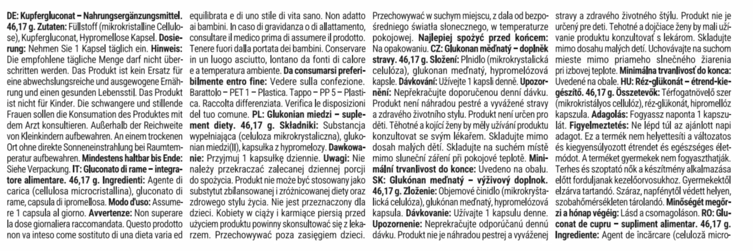 GymBeam Gluconato di Rame - Integratore di Rame per Capelli e Tessuti Connettivi - Alta Biodisponibilità - Capsule Vegane - Supporta Sistema Nervoso e Immunitario - Non OGM, 90 cps