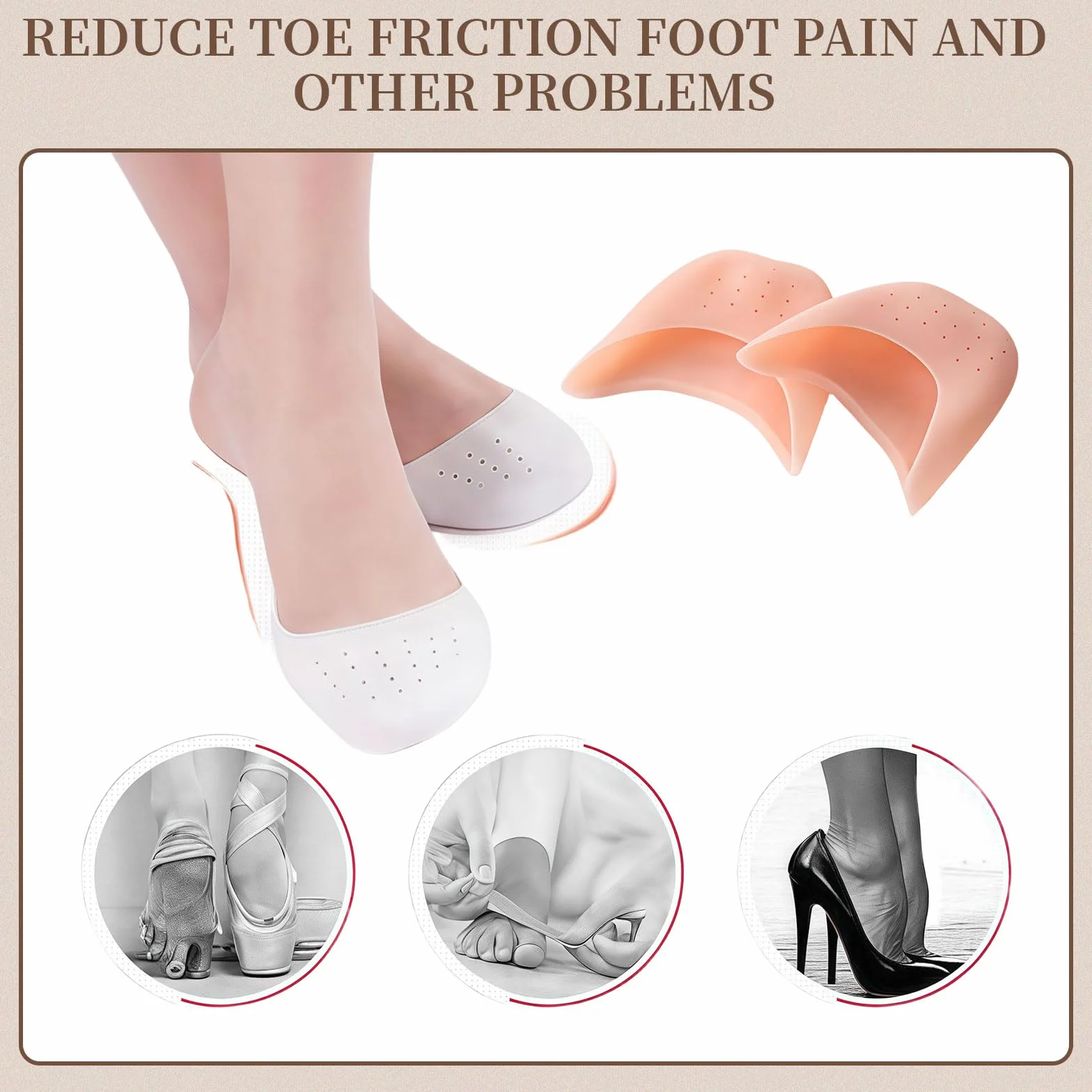 8 PCS Protezione Dita Piedi, Salvapunte in Silicone, Salvapunta per Scarpe a Punta Ballet e Danza Classica, Piede Suggerimento Manicotto
