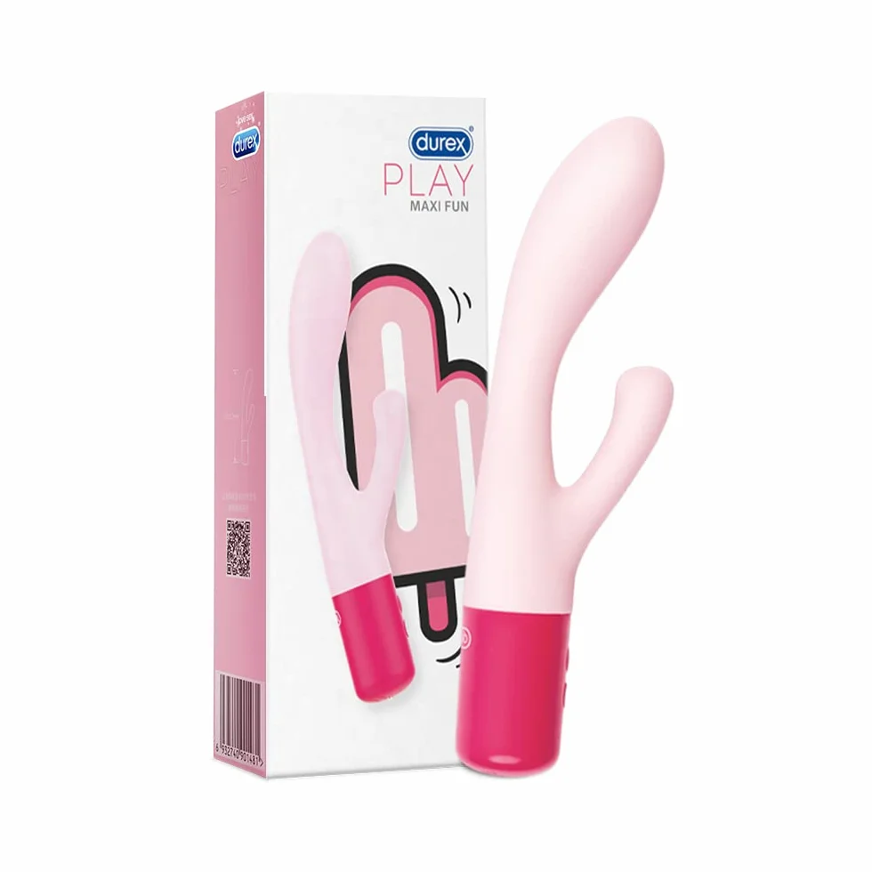 Durex Play Maxi Fun, Sex Toy, Massaggiatore Rabbit a Doppia Estremità, Vibratore per Stimolazione Combinata di Vagina e Clitoride, Waterproof