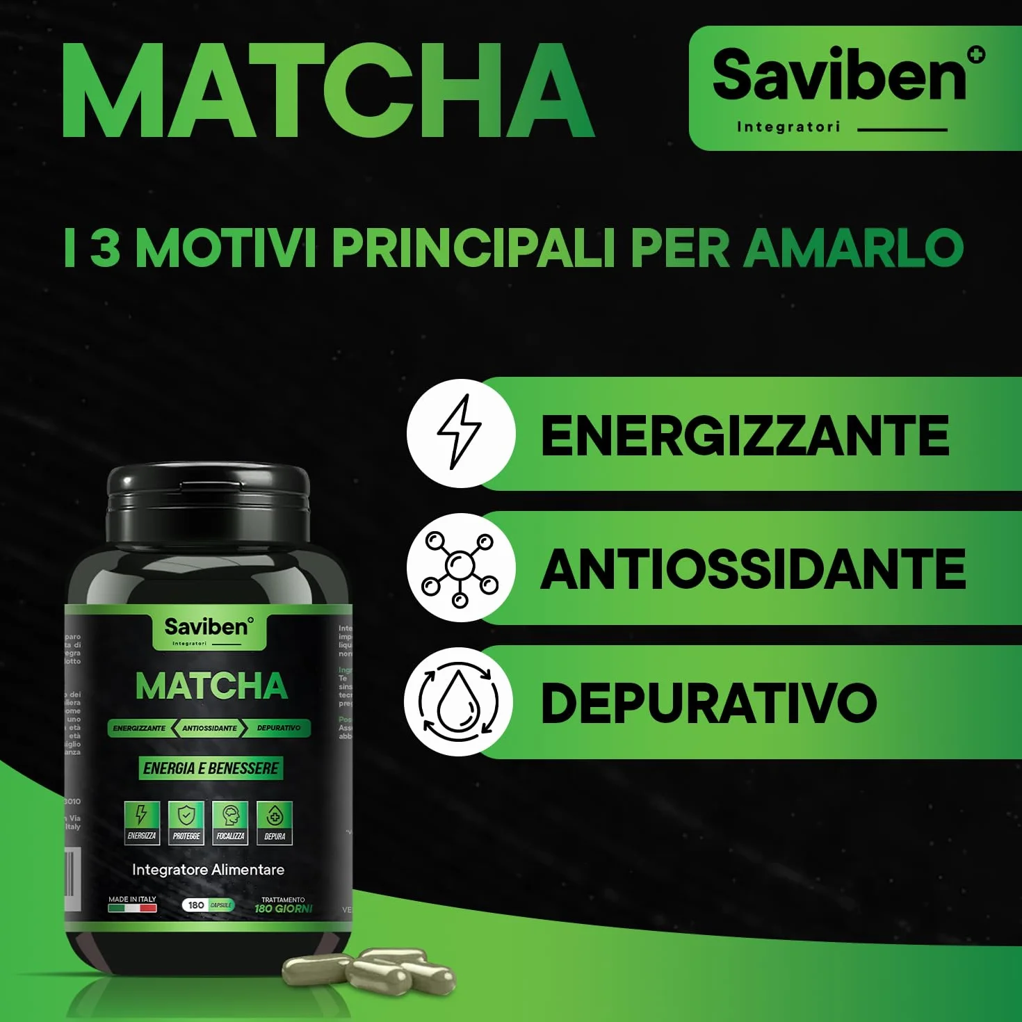 integratore Te Verde Matcha Giapponese 180 Capsule per dieta keto The Matcha Dimagrante naturale ultra Potente Antiossidante Energizzante Potenzia il Metabolismo Rafforza difese immunitarie