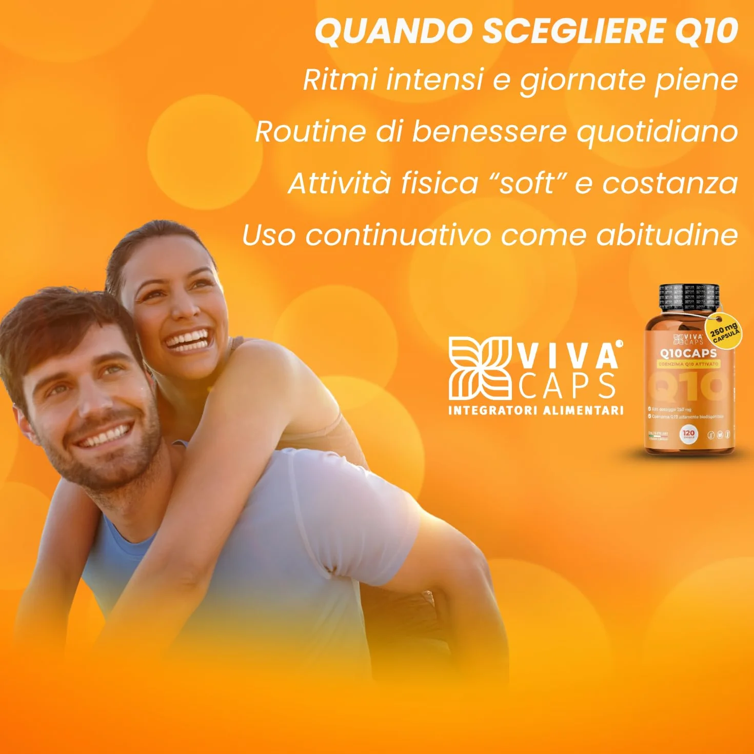 Coenzima Q10 250 mg per dose giornaliera 120cps 1 al giorno per 4 mesi, ubiquinone puro alta biodisponibilità - Made in Italy