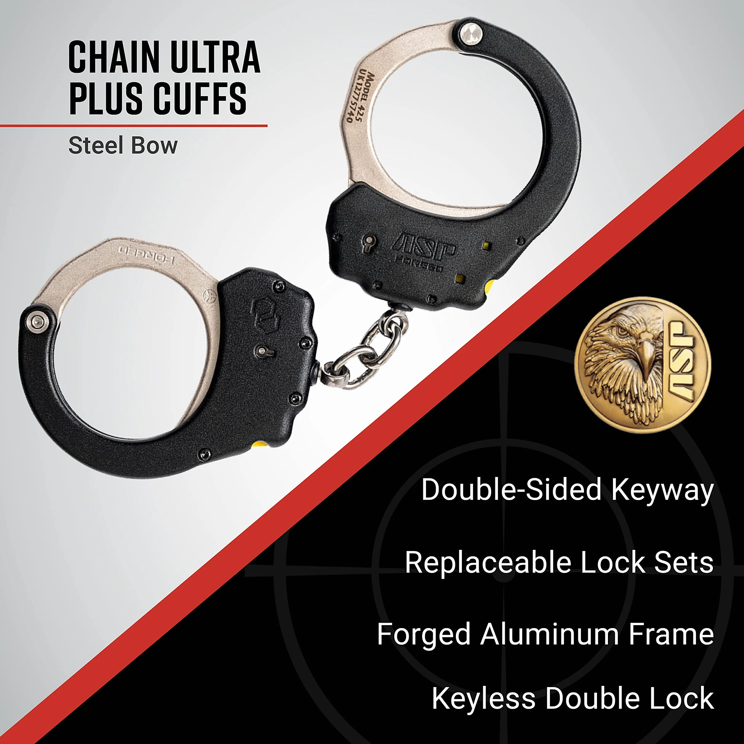 ASP Manette a Catena Ultra Plus, Alluminio Forgiato, Doppia Chiusura Senza Chiave, Attrezzatura per Polizia