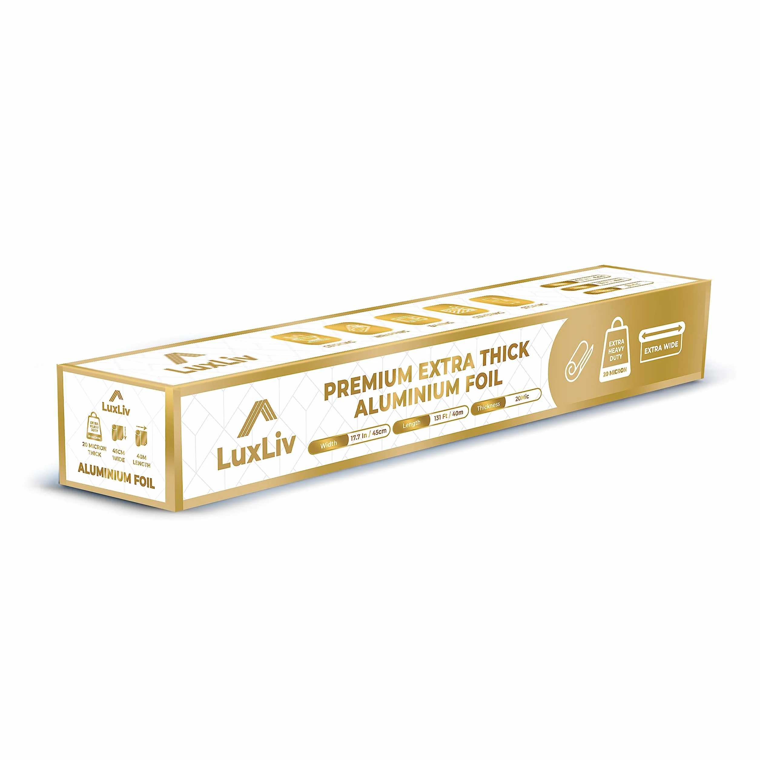 Rotolo Alluminio 45,7 cm x 40 m 5 Micron Spessore 17,9 mq Grado Commerciale Extra Spesso