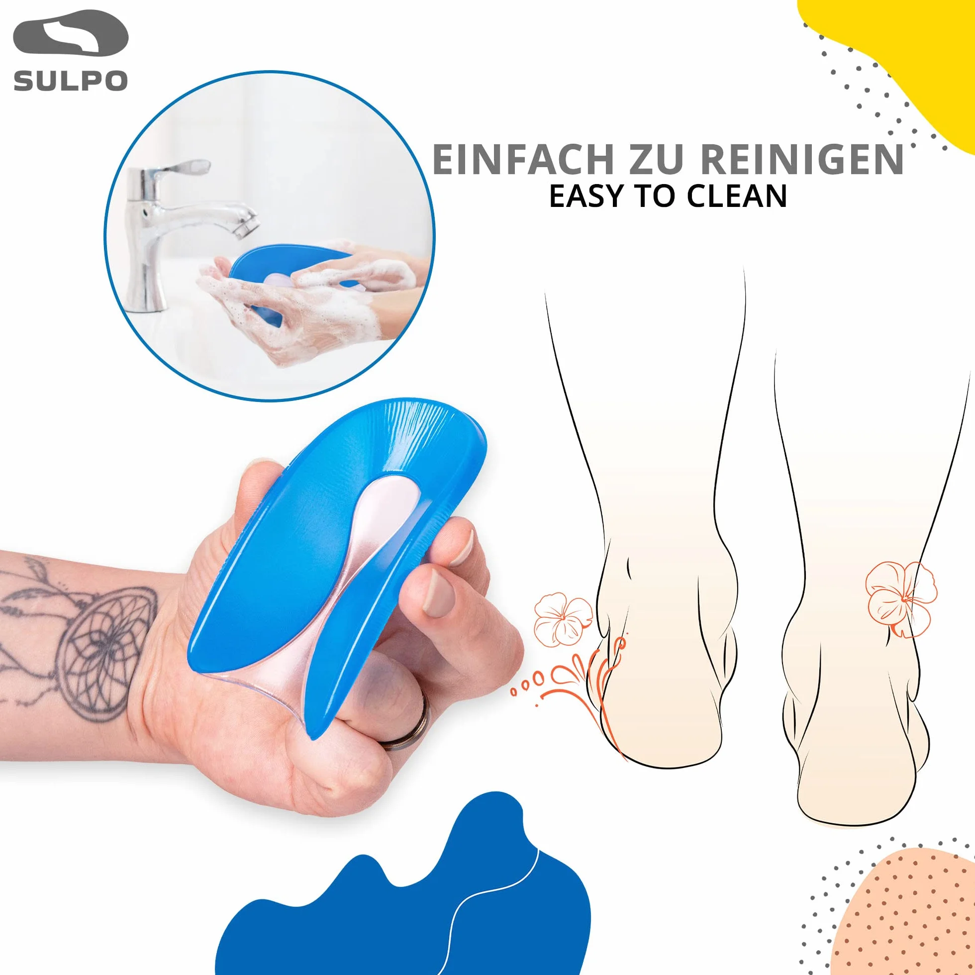 SULPO 2 paia di protezioni per tallone per bambini contro il dolore di pressione per sperone calcaneare, cuscino per tallone a forma di U, misura 30-35