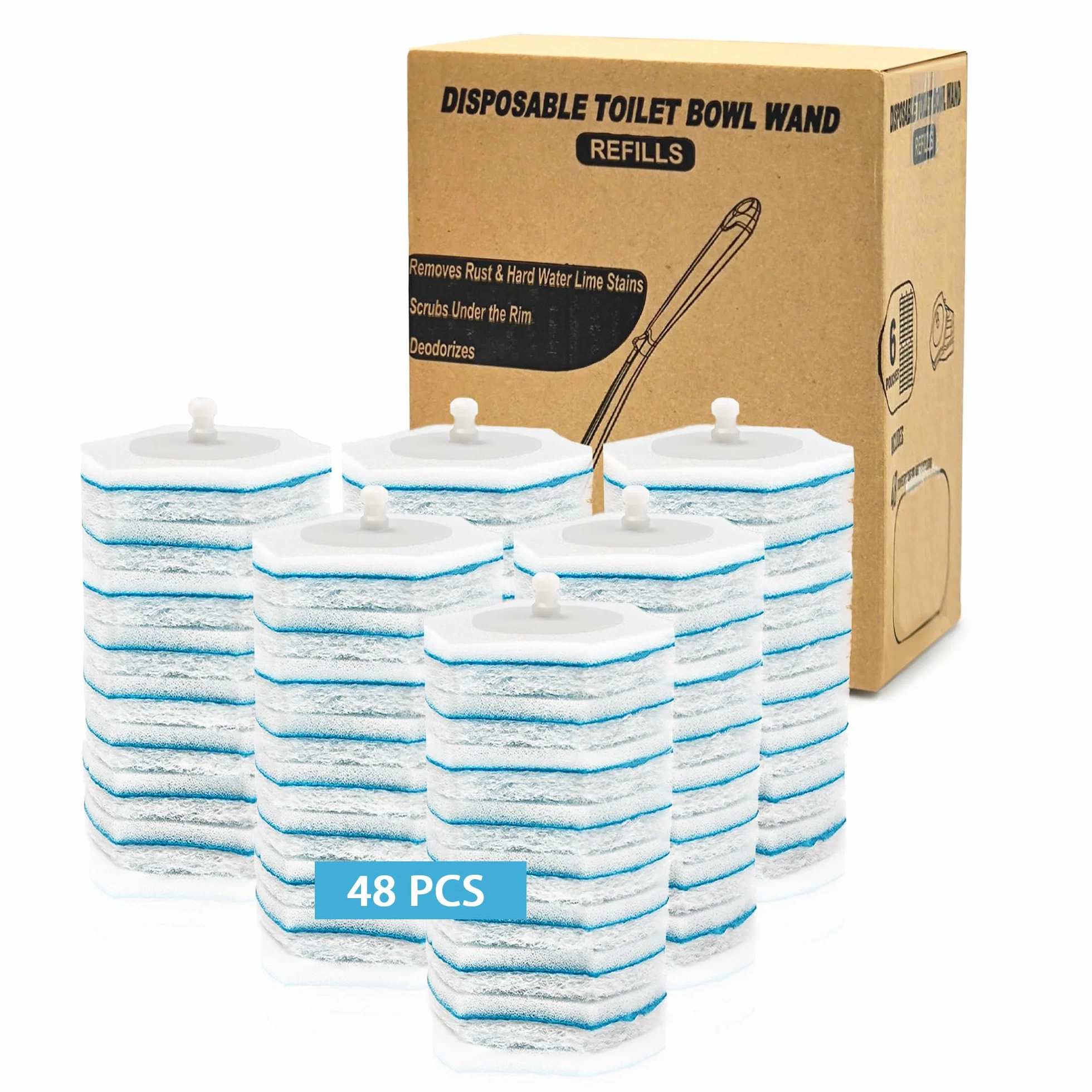 JEHONN Pulisci Water Usa e Getta Ricariche 48 Pacchi, Bagno Scrubber Wand Sostituzione Cleaner Pads per Lavello Vasca da bagno Lavabo Mop Pool (Adatto Solo per JEHONN)