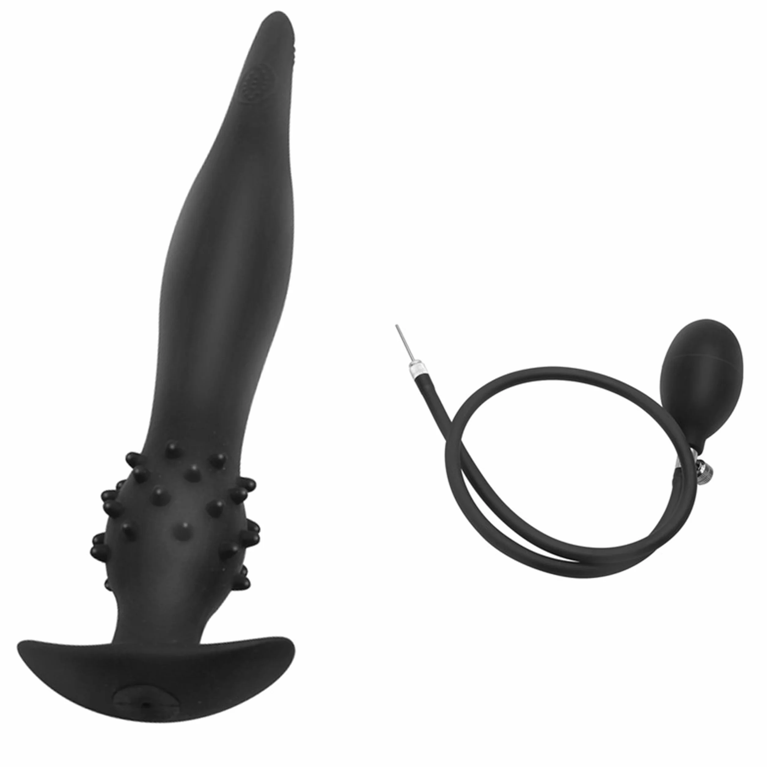 FOPS Plug Anale Gonfiabile per Uomo Donna 25-34cm Divaricatore Anale XL Silicone Nero Sex Toy per Stimolazione Profonda Regolabile D22-12