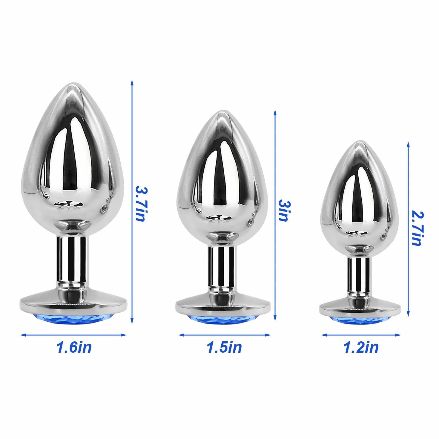 Pezzi in Acciaio Inossidabile Blue Liscio Al Tatto Dietro set vibrazione silicone anal butt large man kit metallo