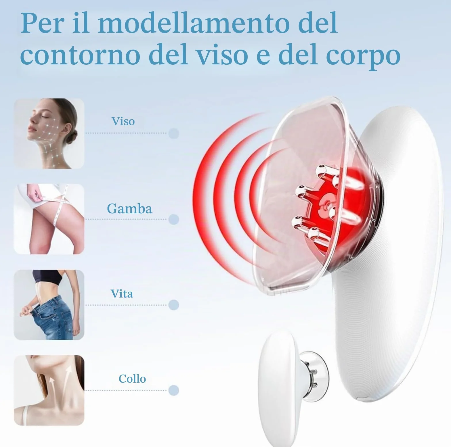 Massaggiatore Anticellulite EMS con Luce Rossa, Dispositivo di Coppettazione Elettrica per Viso e Corpo, Sculpiflex