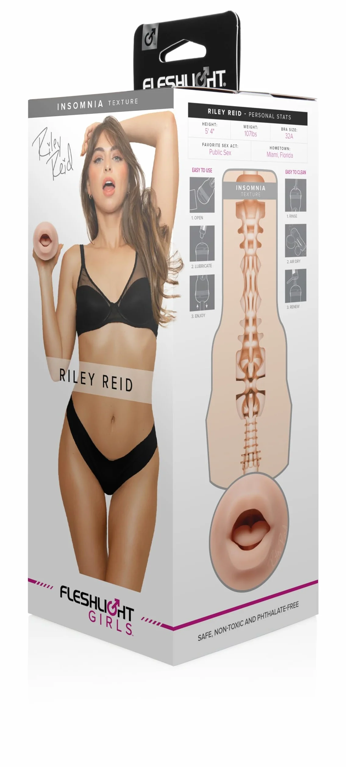 Fleshlight Riley Reid Insomnia (Mouth) - Masturbatore SuperSkin, giocattolo del sesso estremamente realistico