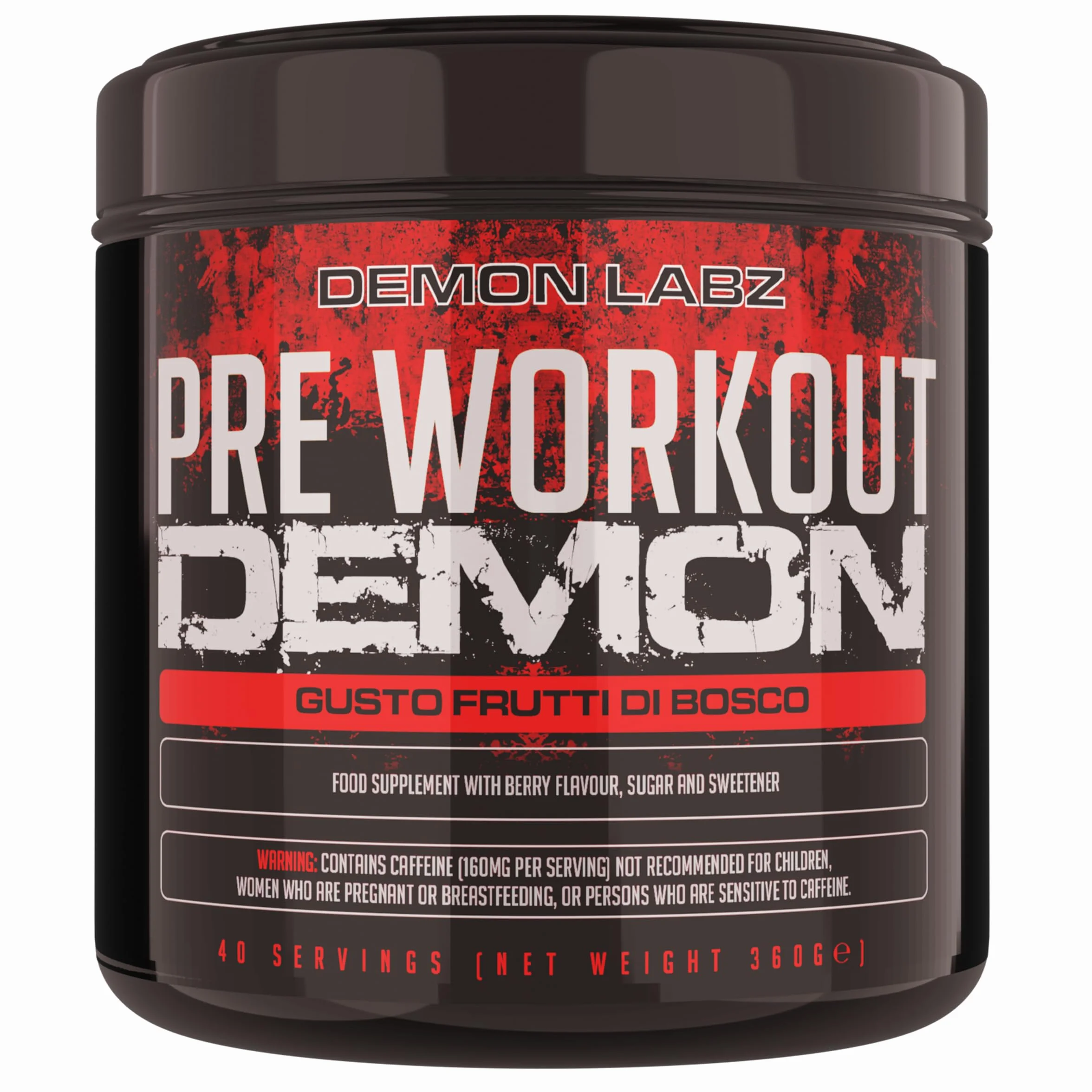 Pre Workout Demon Frutti di Bosco - Potente con Creatina, Caffeina e Beta Alanina - Preworkout per Bodybuilding con Pump ed Energia - Integratore Pre Workout in Polvere - 40 Porzioni