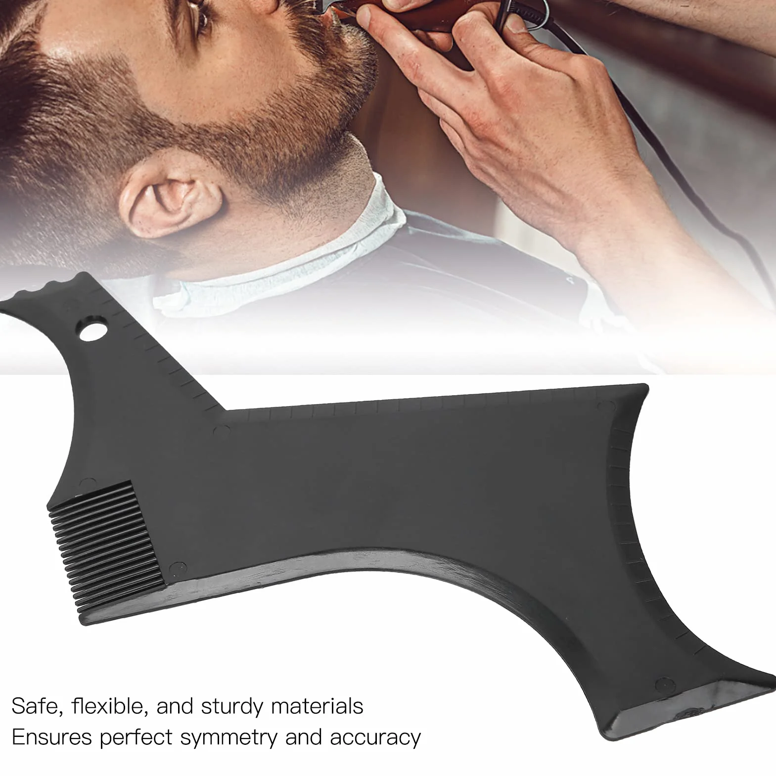Strumenti per Modellare la Barba, Pettine Barba Uomo, Guida di Bellezza per Barba, Pratico Modello in Plastica per Taglio Perfetto e Rifinitura della Barba, Leggero e Portatile