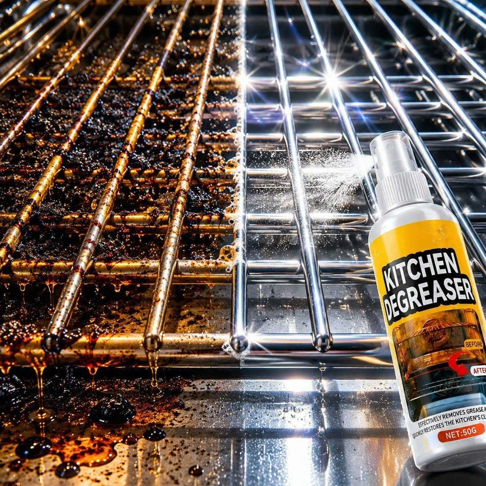 Grease Cleaner Spray, Grillreiniger, Pulizia efficiente, Detergente per Forno e Cucina, Adatto per la Pulizia di Forni, Cappe Aspiranti, Pentole, Friggitrici e Griglie da Esterno (2, A)