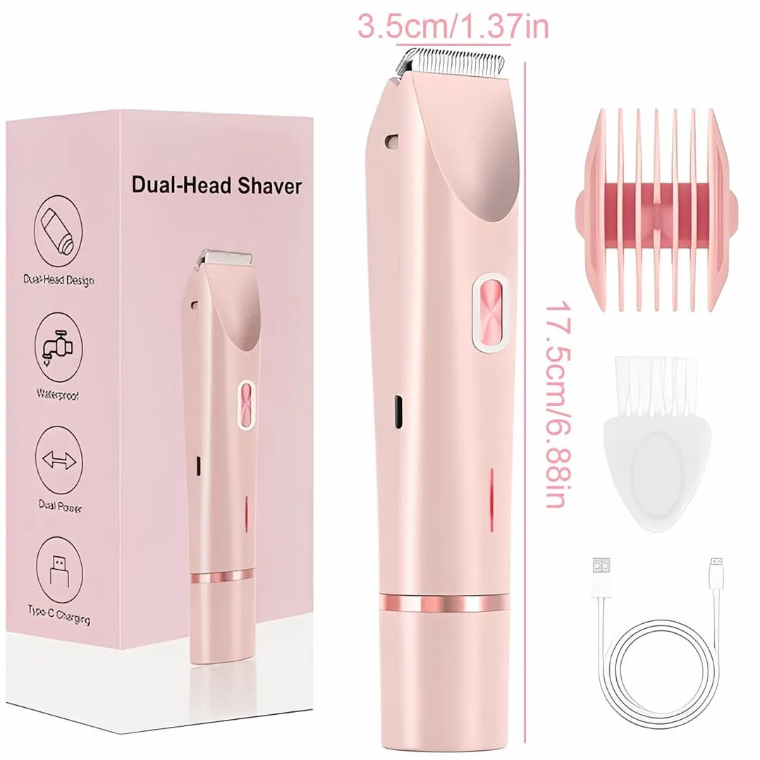 Rasoio elettrico doppio per donne, impermeabile IPX7, design multifunzionale adatto per zone intime, corpo, gambe e braccia, regalo per donne