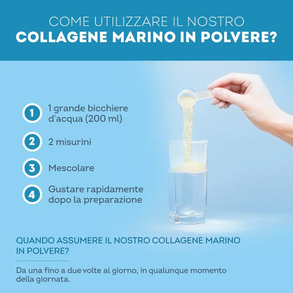Collagene Marino in Polvere con Vitamina C 10000 mg Peptidi di Collagene di Pesce - Collagene Idrolizzato - Aroma Limone e Lime Vitavea