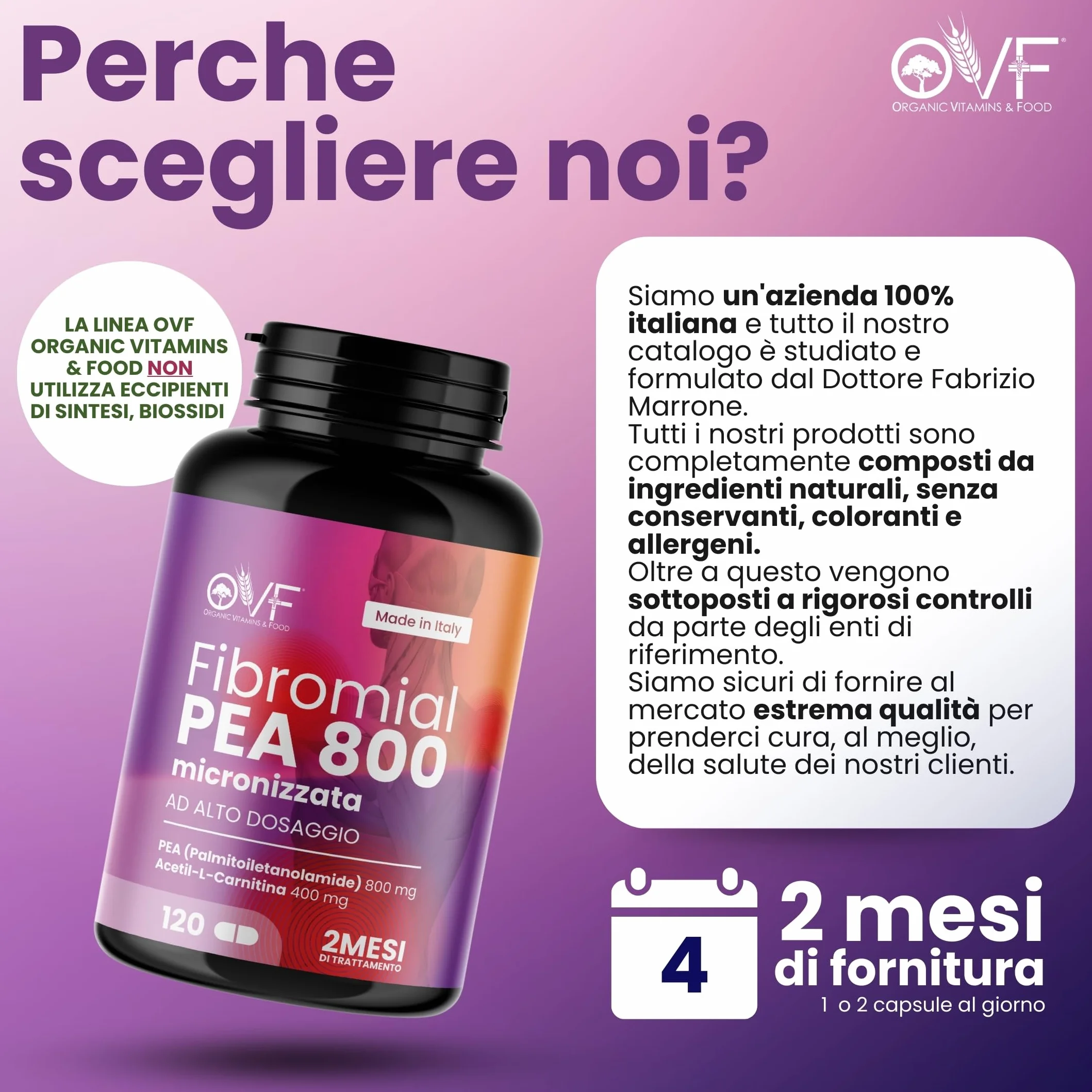 Integratore Fibromial PEA 800 120cps Palmitoiletanolamide Acetil Carnitina Supporto Benessere Nervi Muscoli