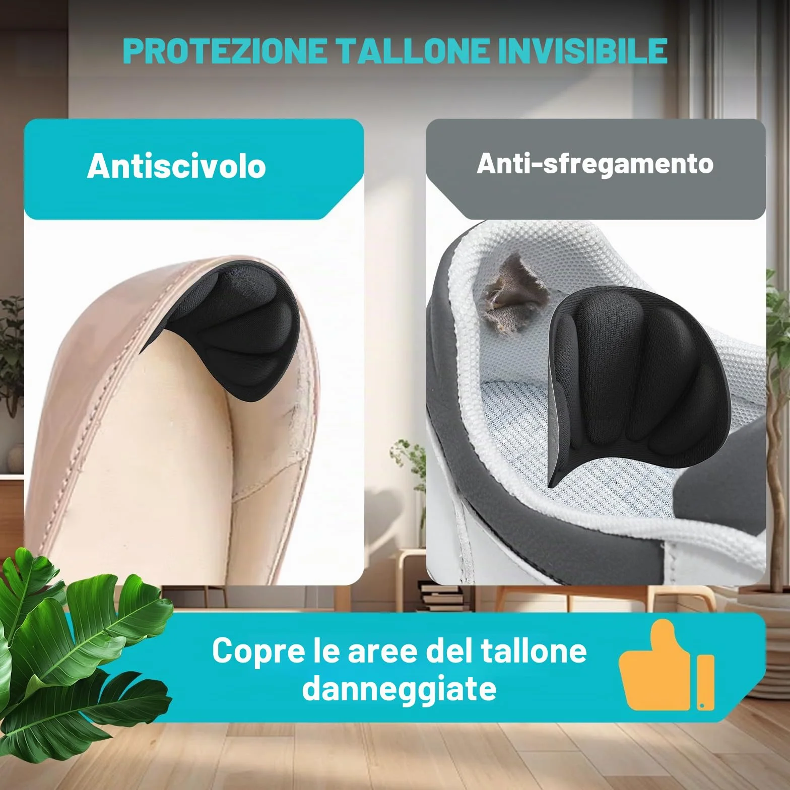 SURFOU Cuscinetti per Tallone, Protezione per Scarpe Troppo Grandi, Schiuma Viscoelastica Cuscini, Antiscivolo e Contro le Vesciche, Inserto Comodo per Uomo e Donna, 6 Paia