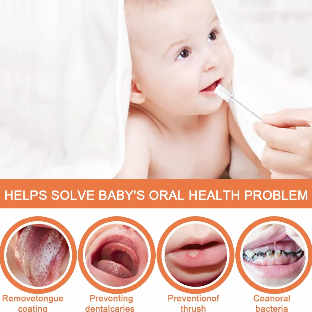 30PCS Baby Lingua Cleaner, Baby Mouth Cleaner Neonato Lingua Cleaning, Usa e Getta, Garza Gomma Cura Dentale per Bambini 0-36 Mesi