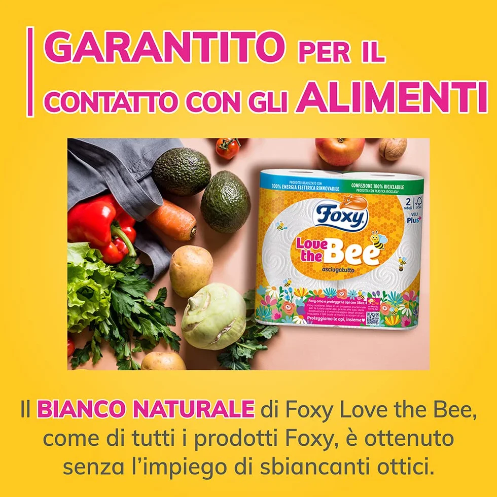 Foxy Love the Bee Asciugatutto 28 rotoli 60 strappi 2 veli elevato spessore
