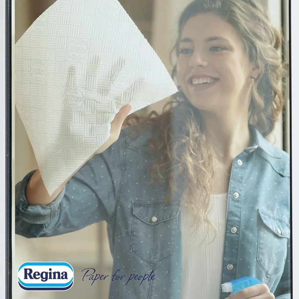 Regina Blitz Asciugamani carta 3 strati 5 rotoli 100 fogli maxi foglie FSC cellulosa pura