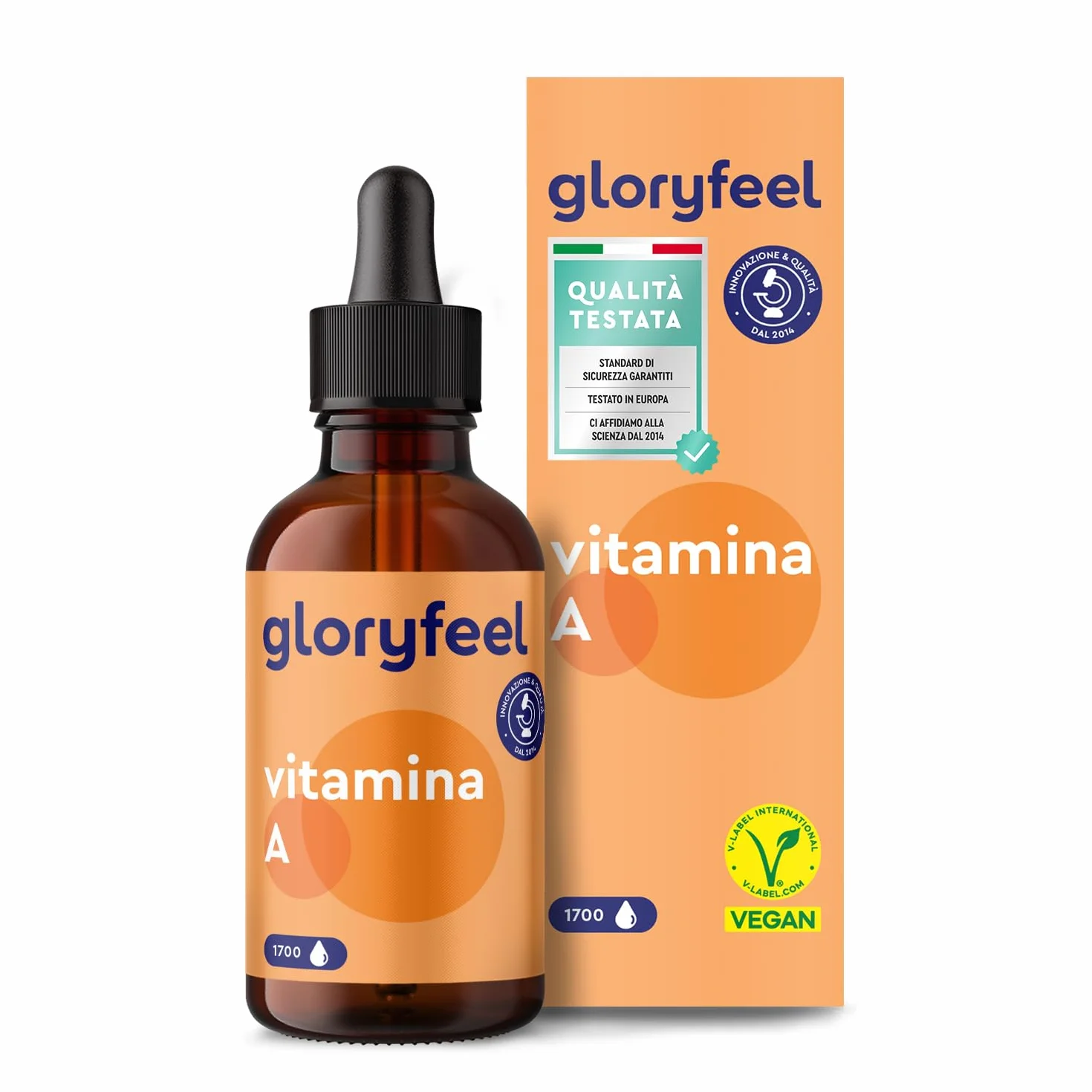 Vitamina A Gocce 3.333 UI 1.000µg, Integratore Vitamina A Pura 50 ml (1700 Gocce), Vitamina A da Palmitato di Retinile, Vitamina A Retinolo in Gocce in Olio TCM, Integratore Pelle & Vista Vit A