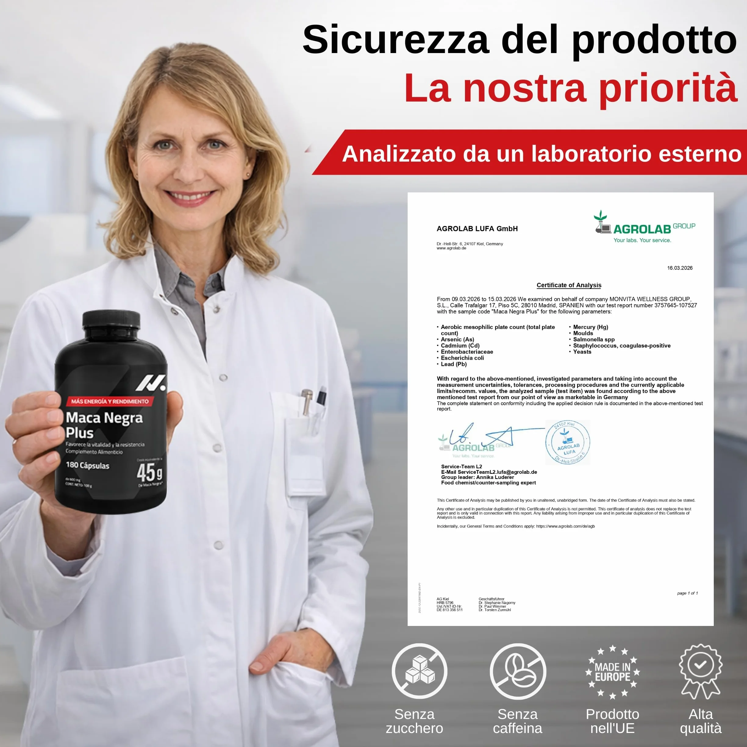 Maca Peruviana Plus – Maca Nera 45.000 mg Equivalenti (100:1), Arginina, Taurina, Vitamina B6 – Testosterone Uomo – 180 Capsule – Vegano, Senza Glutine né Lattosio – Pre workout, Energia e Muscoli