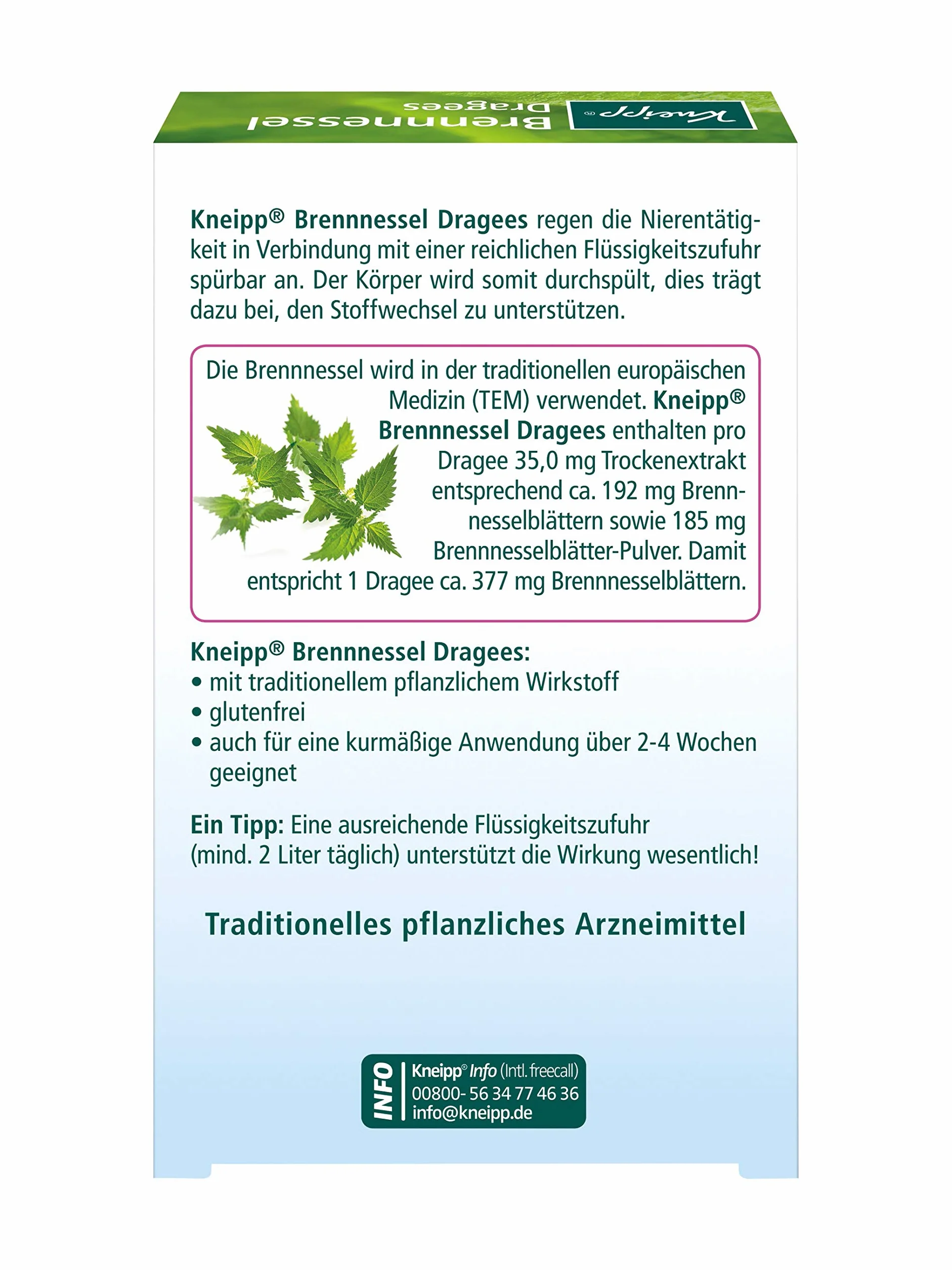 Kneipp Brennnessel Dragees 90 pz natürlich durchspülend