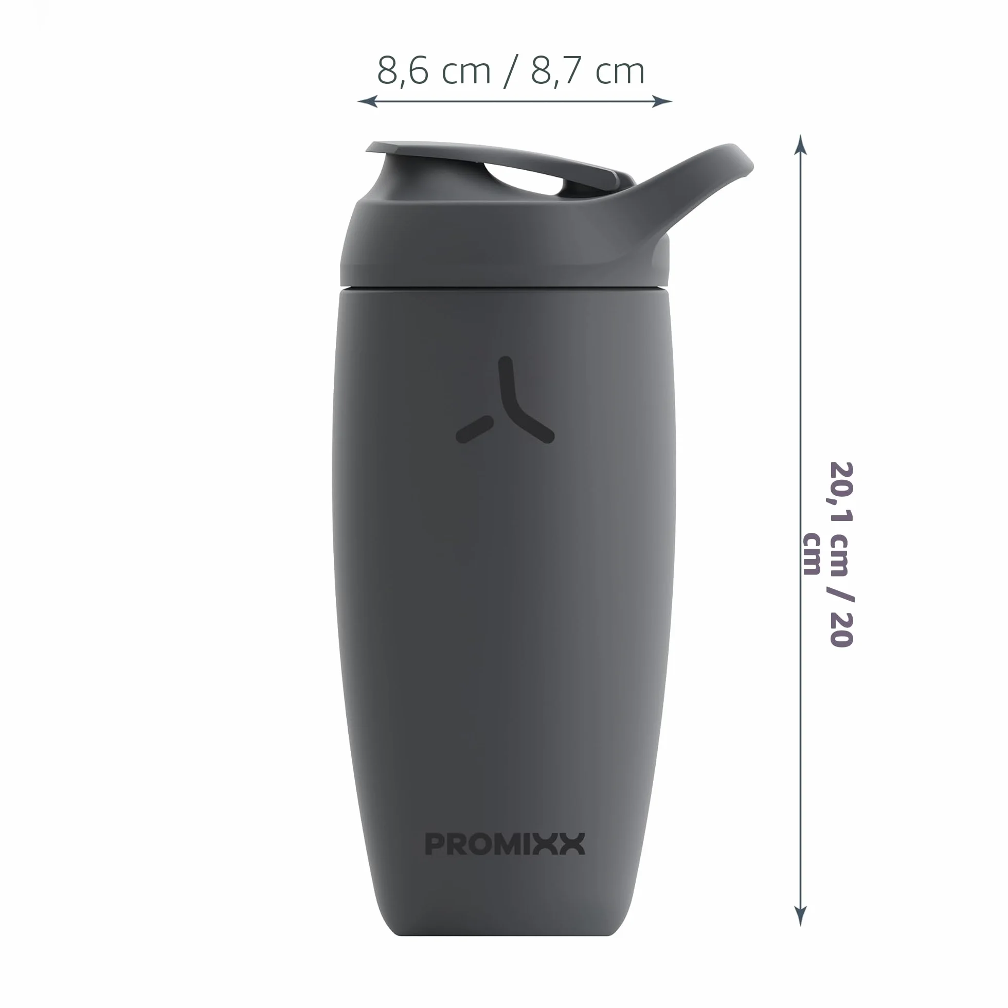 Promixx Pursuit Shaker Bottle New Edition - Borraccia termica in acciaio inox e tazza frullatore, 550ml, Grigio Grafite