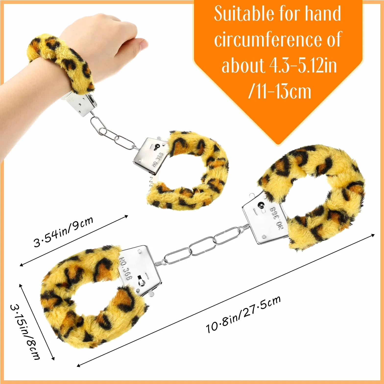 Manette in Metallo con 2 Chiavi Giocattolo di Manette con Peluche e Chiavi Morbide Manette per Cosplay di Polizia per Feste in Costume Accessori per Props Foto (Leopardato, Stile Peluche)