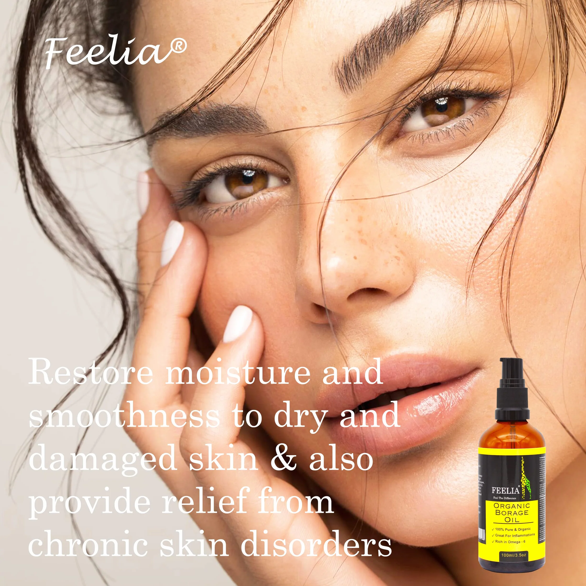 Feelia Olio di borragine organico spremuto a freddo ricco di Omega 6 100% puro