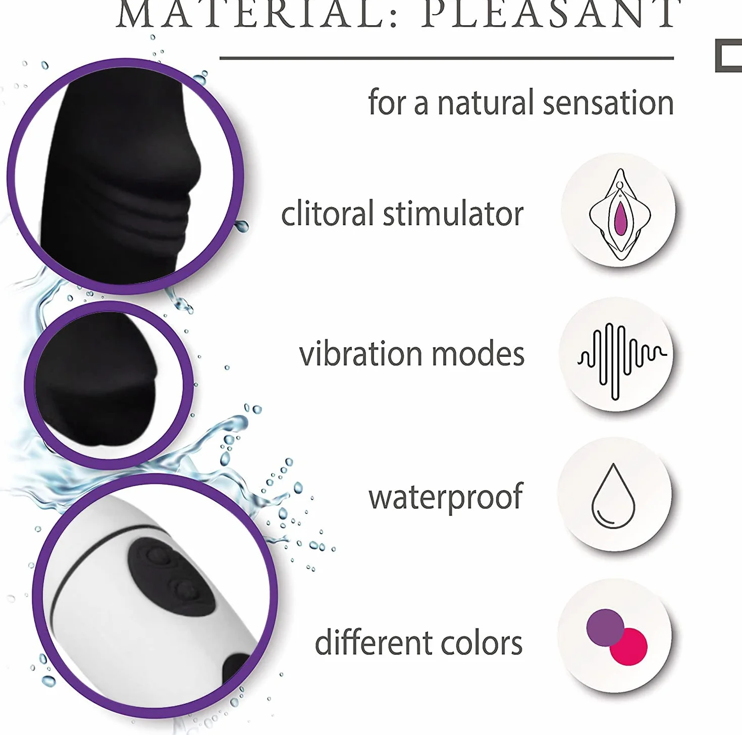 Vibratore Rabbit 19cm ⌀3cm – 30 Modalità, Nero Stimolatore Clitoride e Punto G in Silicone, Dildo Impermeabile, Sex Toy Donna, FOPS W25-3
