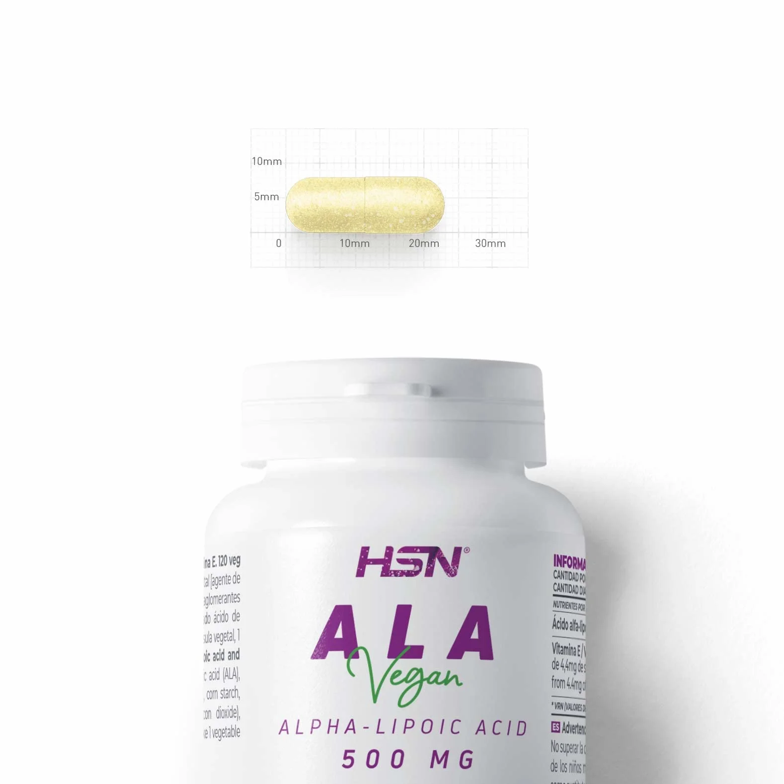 ALA 500 mg Acido Tiottico 120 Capsule Vegetali con Vitamina E Naturale