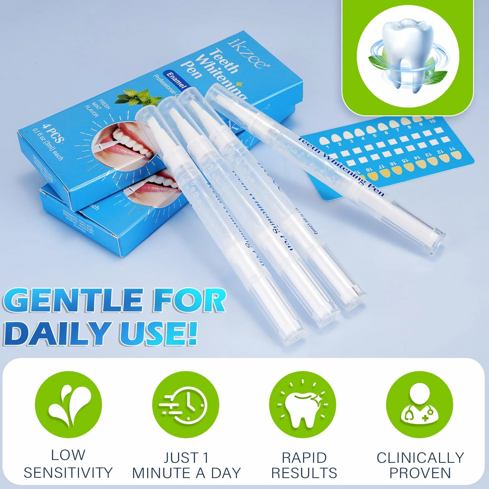 Penna Sbiancante Dei Denti 4-Pack, Gel Sbiancante Dei Denti - Veloce, Delicato, Sicuro Per Smalto, Naturale