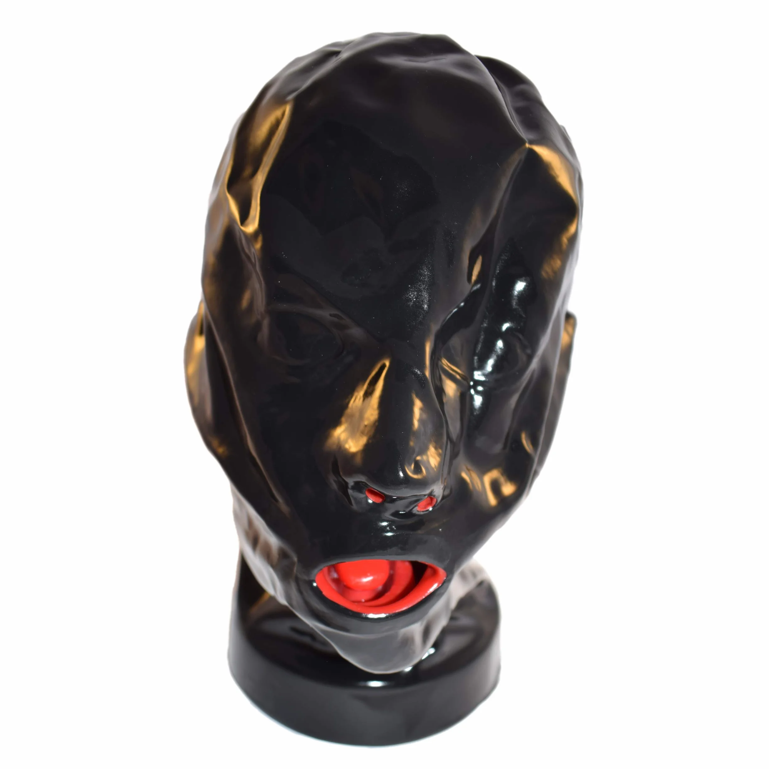 Rubberfashion Maschera in lattice chiusa con rivestimento per bocca tubo nasale cerniera