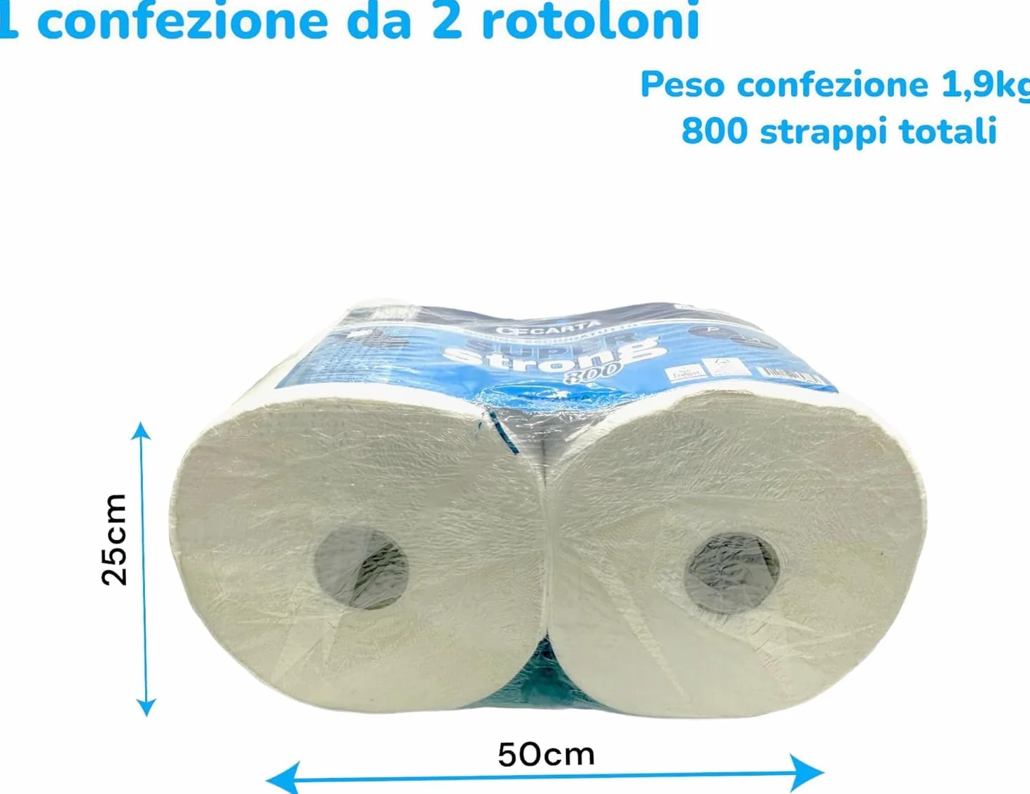 Carta rotoloni asciugatutto SuperStrong 800 2veli micro incollati 800 strappi