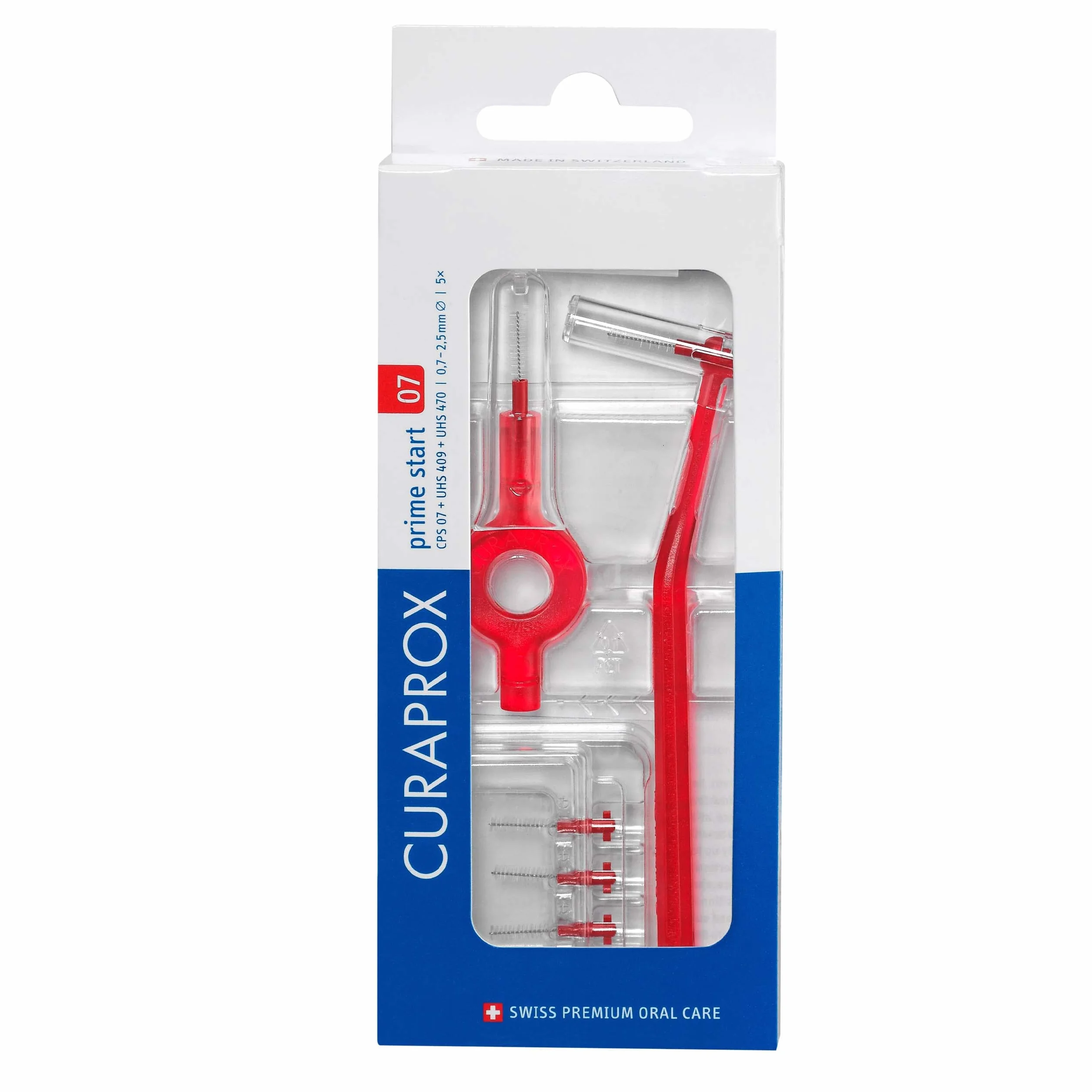 Curaprox CPS 07 Prime Start interdentale Brush Set 5 spazzole 2 titolari 0.7 mm 2.5 mm Swiss Made