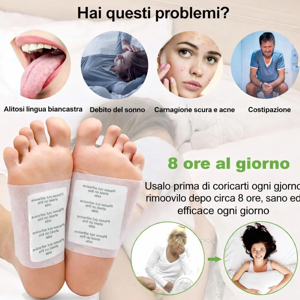 Cerotti Detox Piedi 100 Pezzi, Patch Rimuovere Tossine, Migliorano Circolazione e Sonno