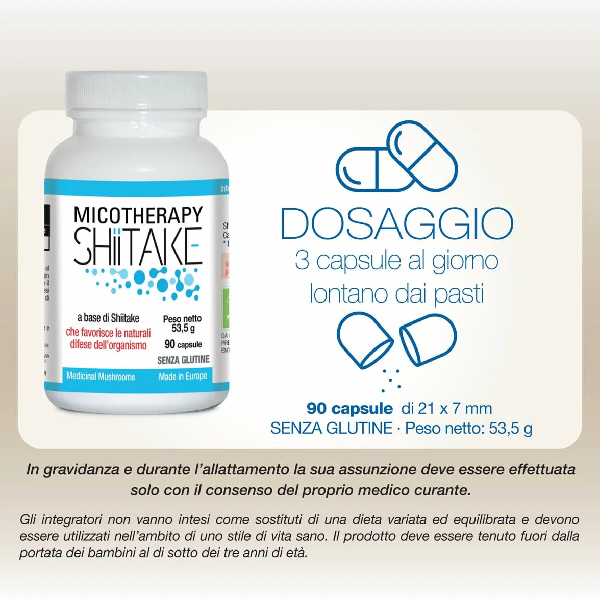 AVD REFORM | Micotherapy Shiitake – Integratore con Shiitake (Lentinula edodes) da coltivazione biologica per vitalità e difese naturali – 90 capsule – Prodotto in Italia