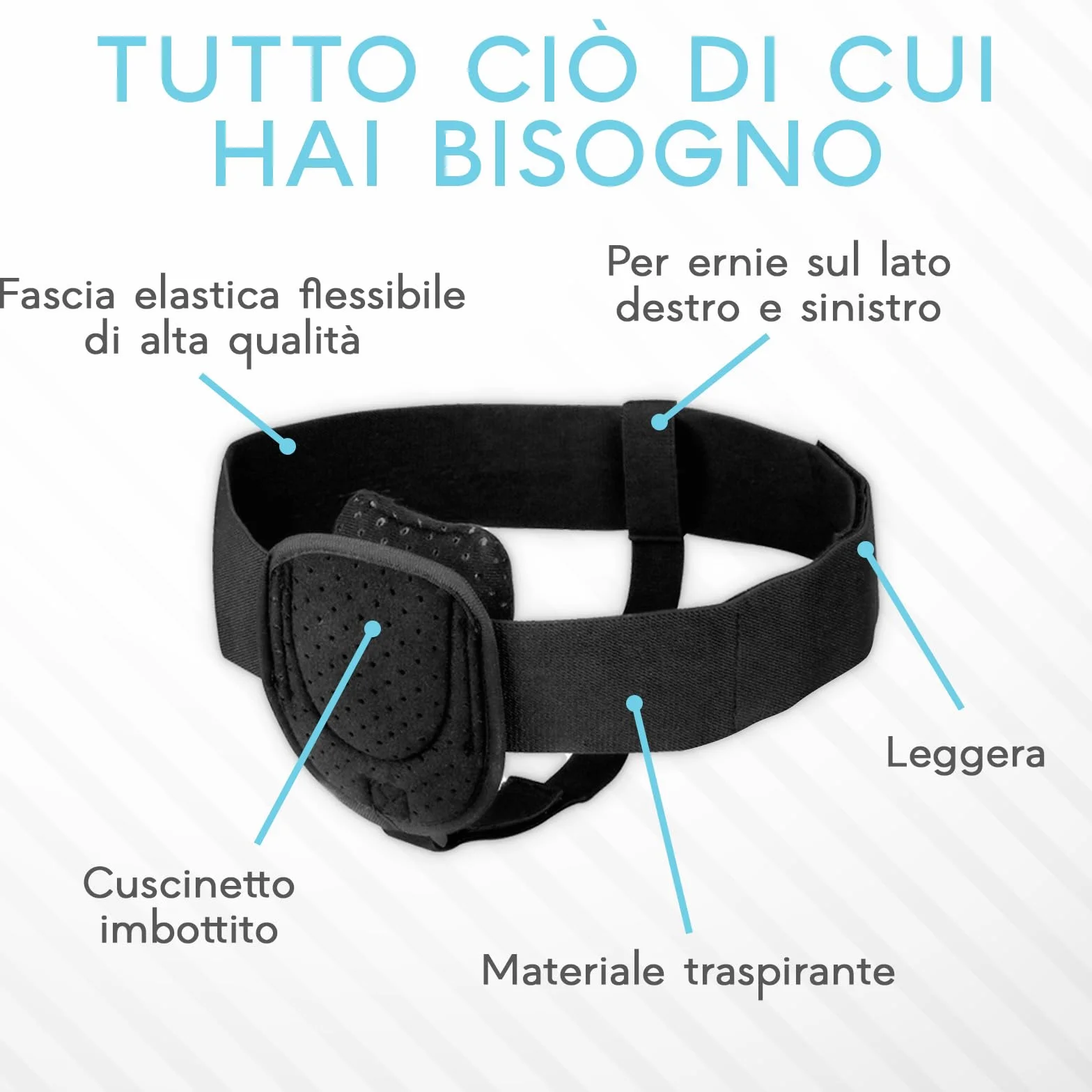 Adamson H2 Cintura per ernia da uomo - Cintura per ernia inguinale regolabile sx o dx - Fascia per compressione inguinale con cinturino regolabile - Vestibilità universale - Discreta e comoda