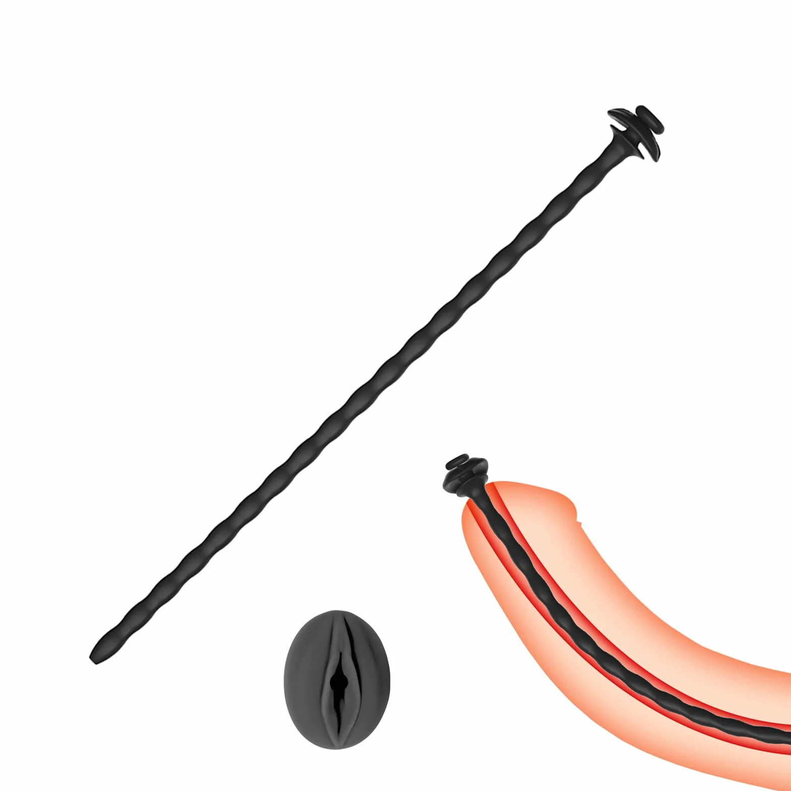 Plug Per Pene Per Gabbia Di Castità Plug Uretrale Cavo Dilatatori Cateteri in Silicone Massaggiatori Prostatici Stimolatori Sex Toy Maschili (L,1)