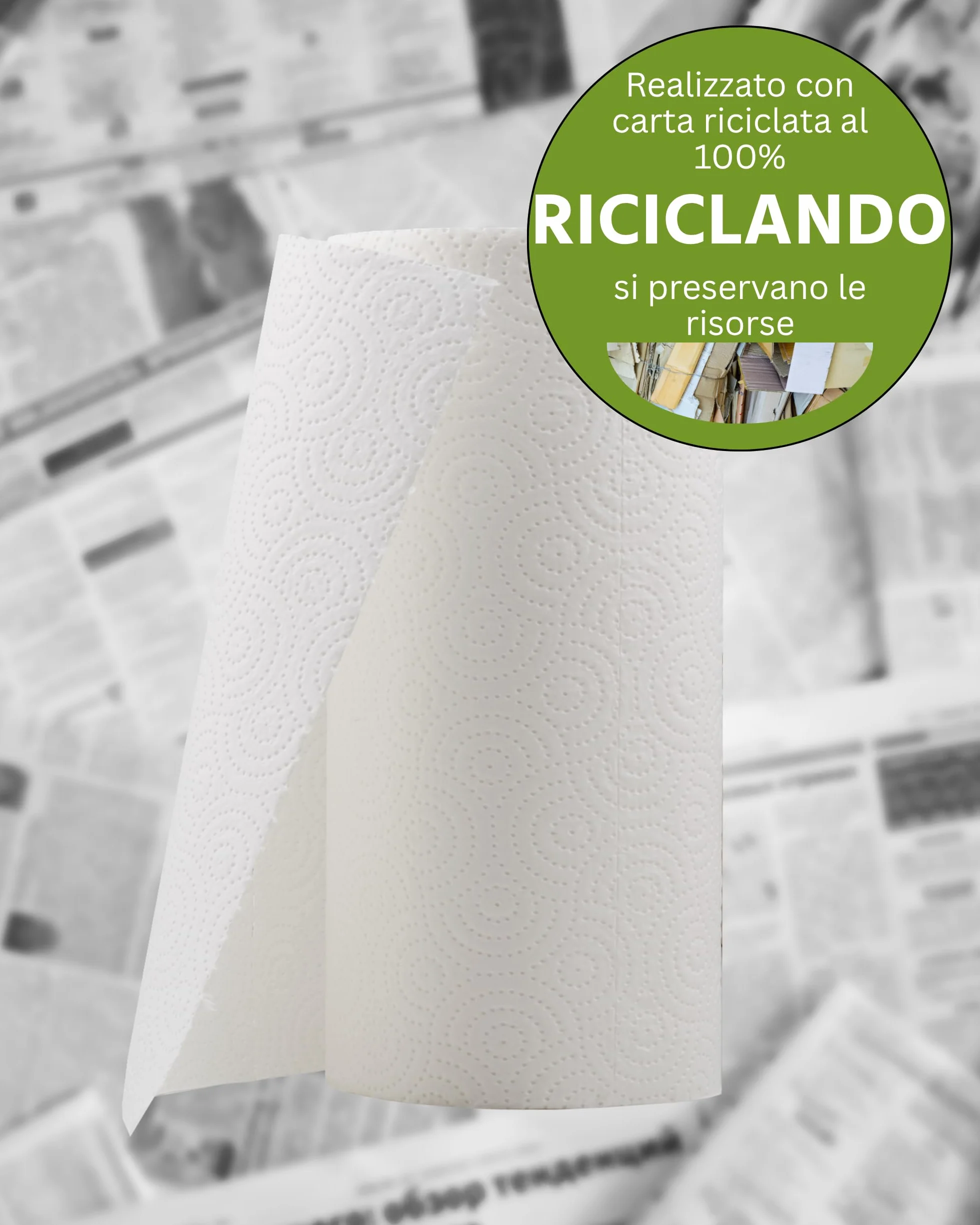 œcolife Asciugamani da cucina Ricicling 9 rotoli 200 fogli, senza plastica sostenibili multiuso