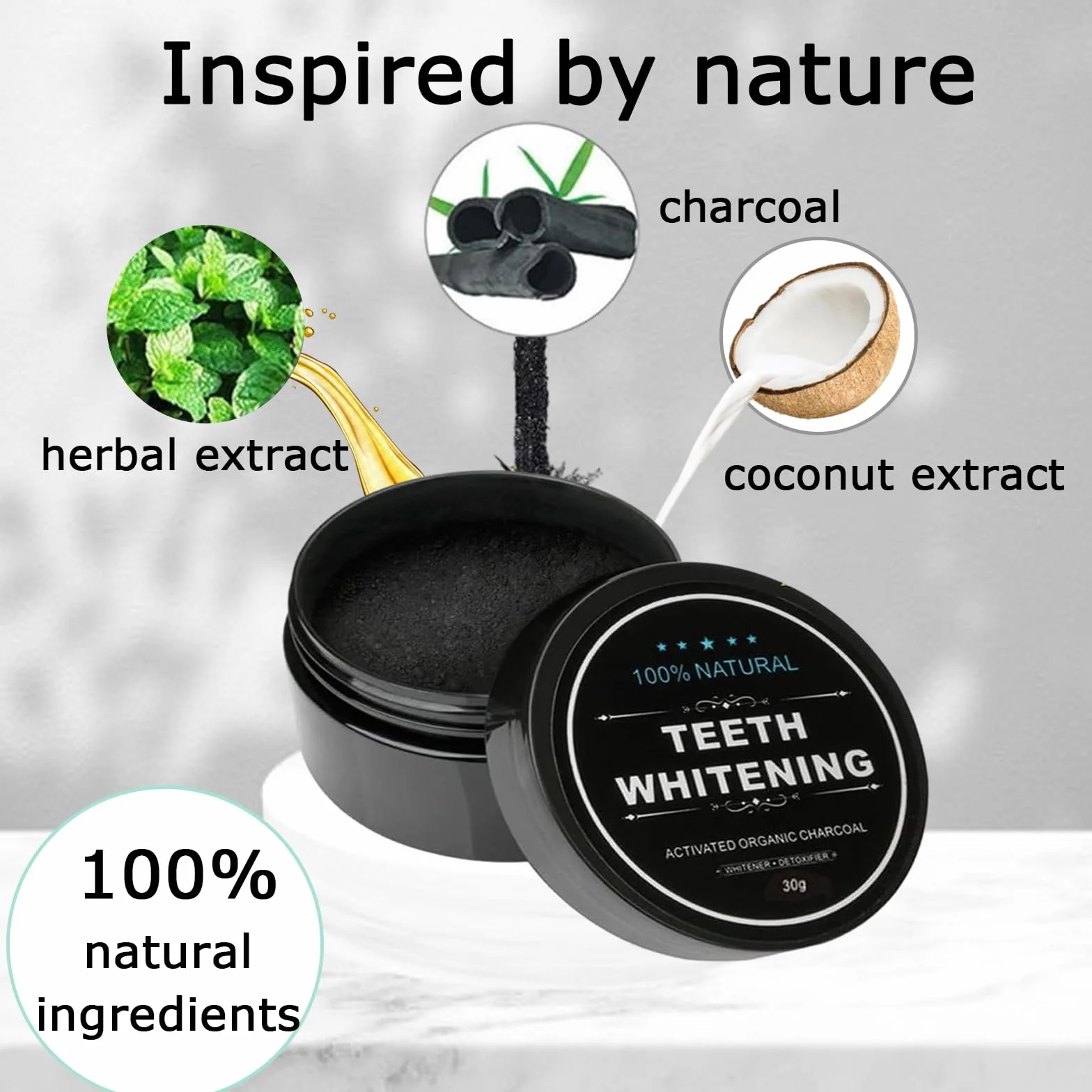 Sbiancante Dentale Polvere Sbiancante Denti con Carbonio Attivato 2 Pezzi + 2 Strisce Sbiancanti